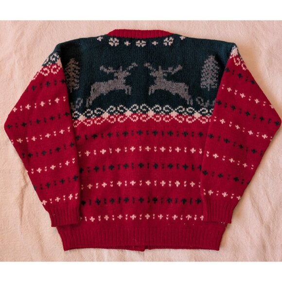 Eddie Bauer VIntage 90s Wool Icelandic Style Reindeer Holiday Knit Size Medium - Picture 5 of 7